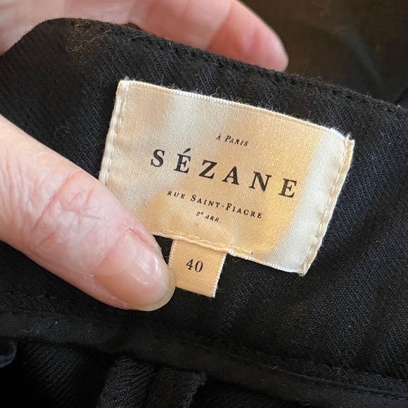 SEZANE Damon Pants Black Cropped Cuffed Trousers Size 40 US Size 8 Minimalist - Picture 5 of 7
